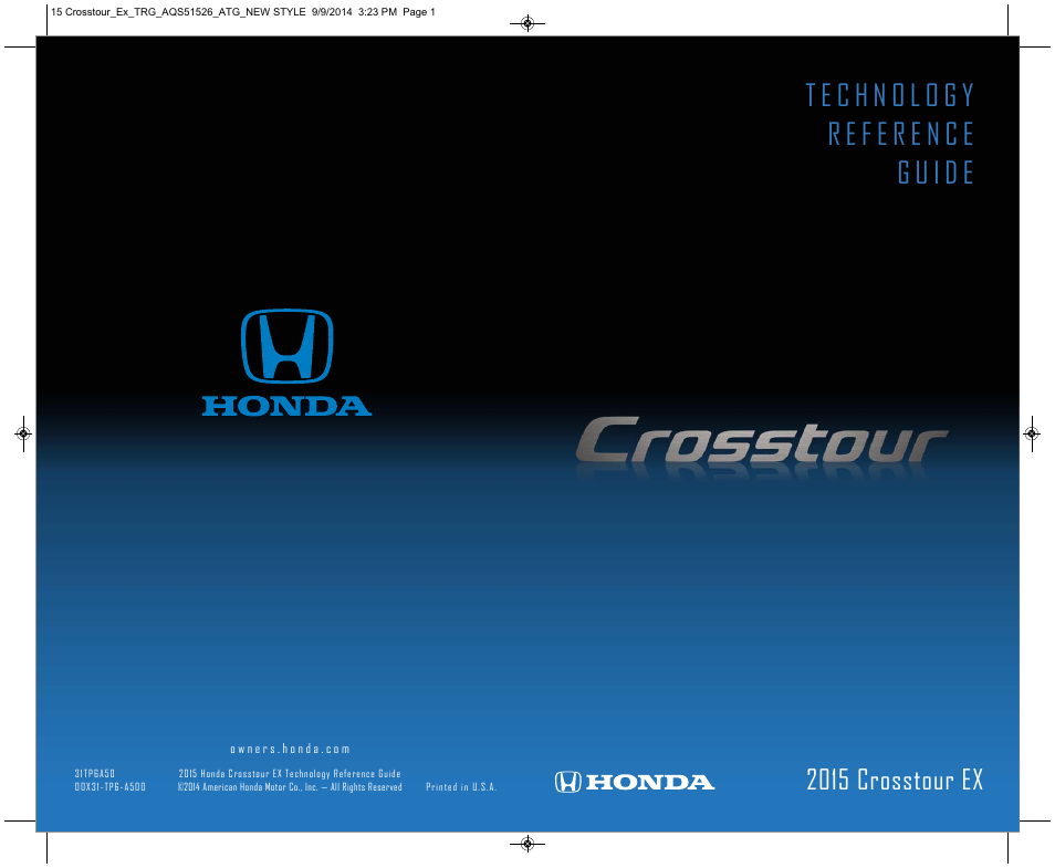 HONDA 2015 Crosstour (EX) - Technology Reference Guide User Manual | 8 pages