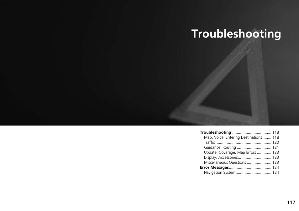 Troubleshooting, 2 troubleshooting p. 117, P.117 | P117) | HONDA 2015 Crosstour - Navigation Manual User Manual | Page 118 / 150