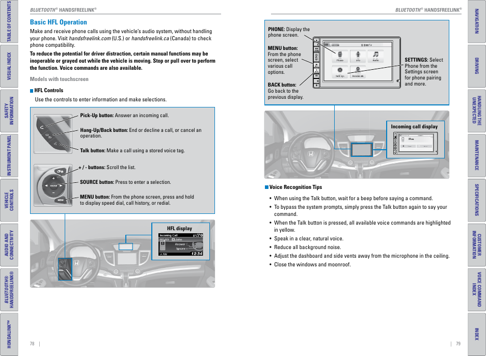 Basic hfl operation, P. 78 | HONDA 2015 CR-V - Owner's Guide (Revised 01/07/2014) User Manual | Page 43 / 81
