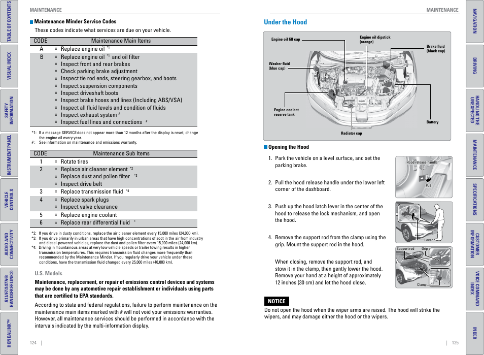Under the hood, P. 125 | HONDA 2015 CR-V - Owner's Guide (Revised 01/07/2014) User Manual | Page 66 / 81