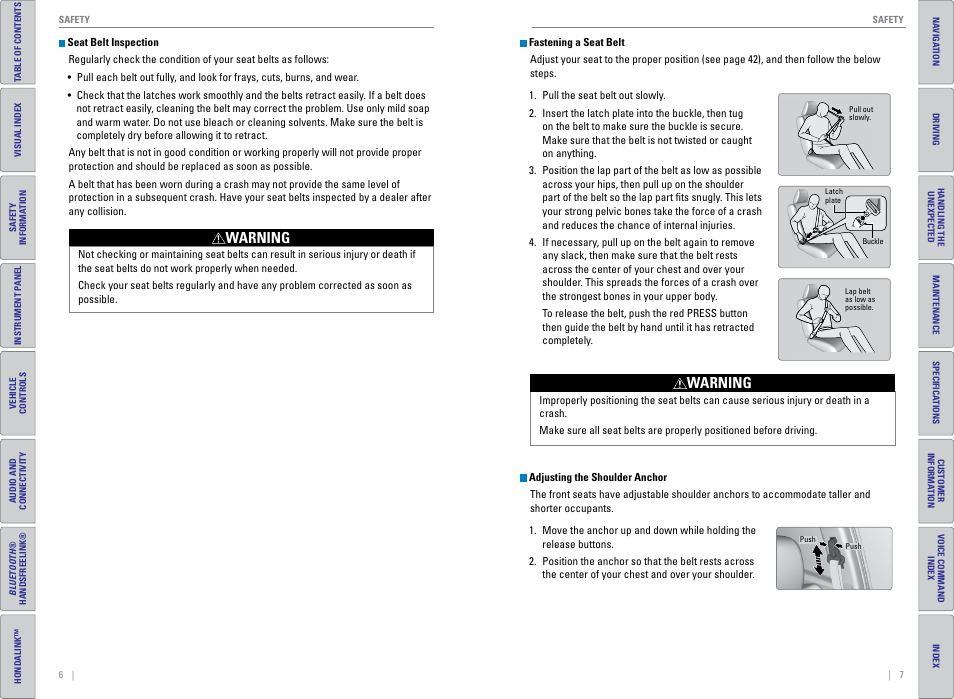 Warning | HONDA 2015 CR-V - Owner's Guide (Revised 01/07/2014) User Manual | Page 7 / 81
