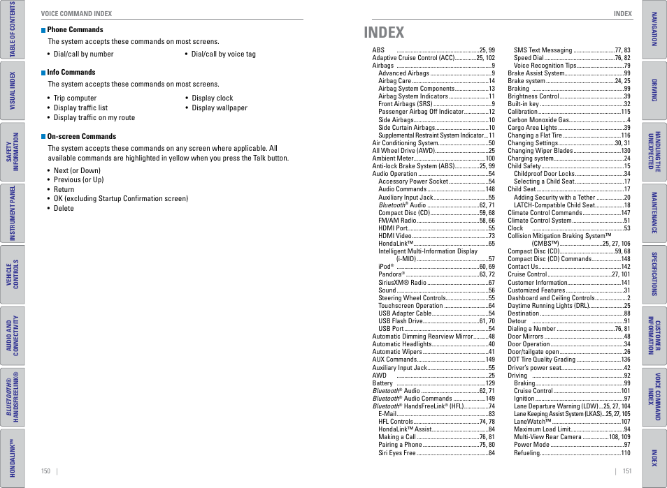 Index | HONDA 2015 CR-V - Owner's Guide (Revised 01/07/2014) User Manual | Page 79 / 81