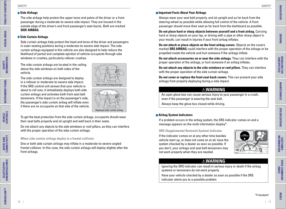 Warning | HONDA 2015 CR-V - Owner's Guide (Revised 01/07/2014) User Manual | Page 9 / 81
