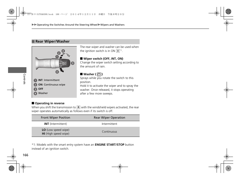 HONDA 2015 CR-V - Owner's Manual (Revised 12/15/2014) User Manual | Page 167 / 533