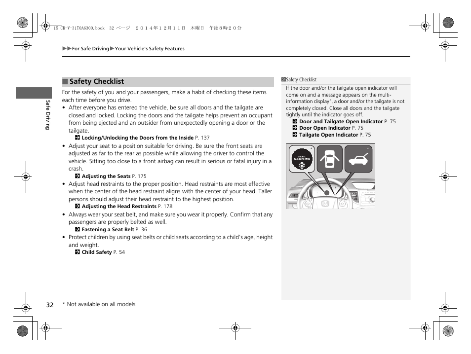 P 32) | HONDA 2015 CR-V - Owner's Manual (Revised 12/15/2014) User Manual | Page 33 / 533