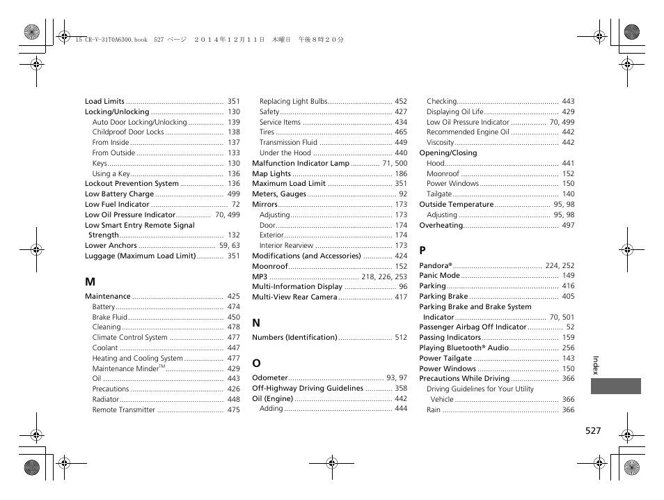 HONDA 2015 CR-V - Owner's Manual (Revised 12/15/2014) User Manual | Page 528 / 533