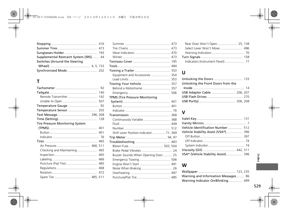 HONDA 2015 CR-V - Owner's Manual (Revised 12/15/2014) User Manual | Page 530 / 533