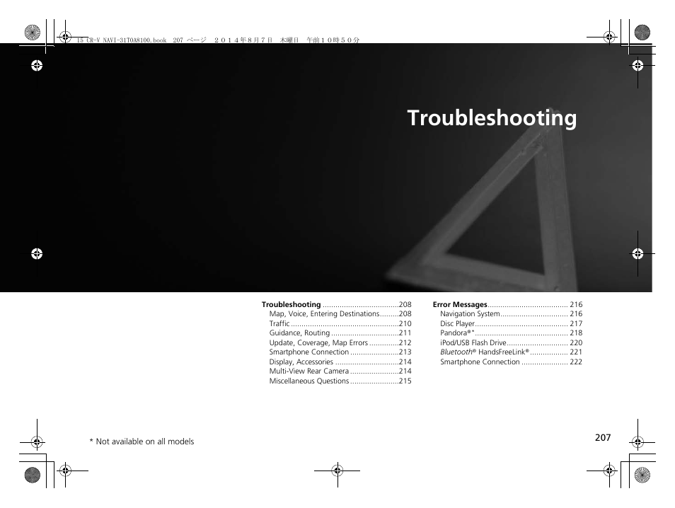 Troubleshooting | HONDA 2015 CR-V - Navigation Manual User Manual | Page 208 / 253