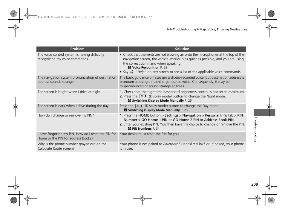 HONDA 2015 CR-V - Navigation Manual User Manual | Page 210 / 253