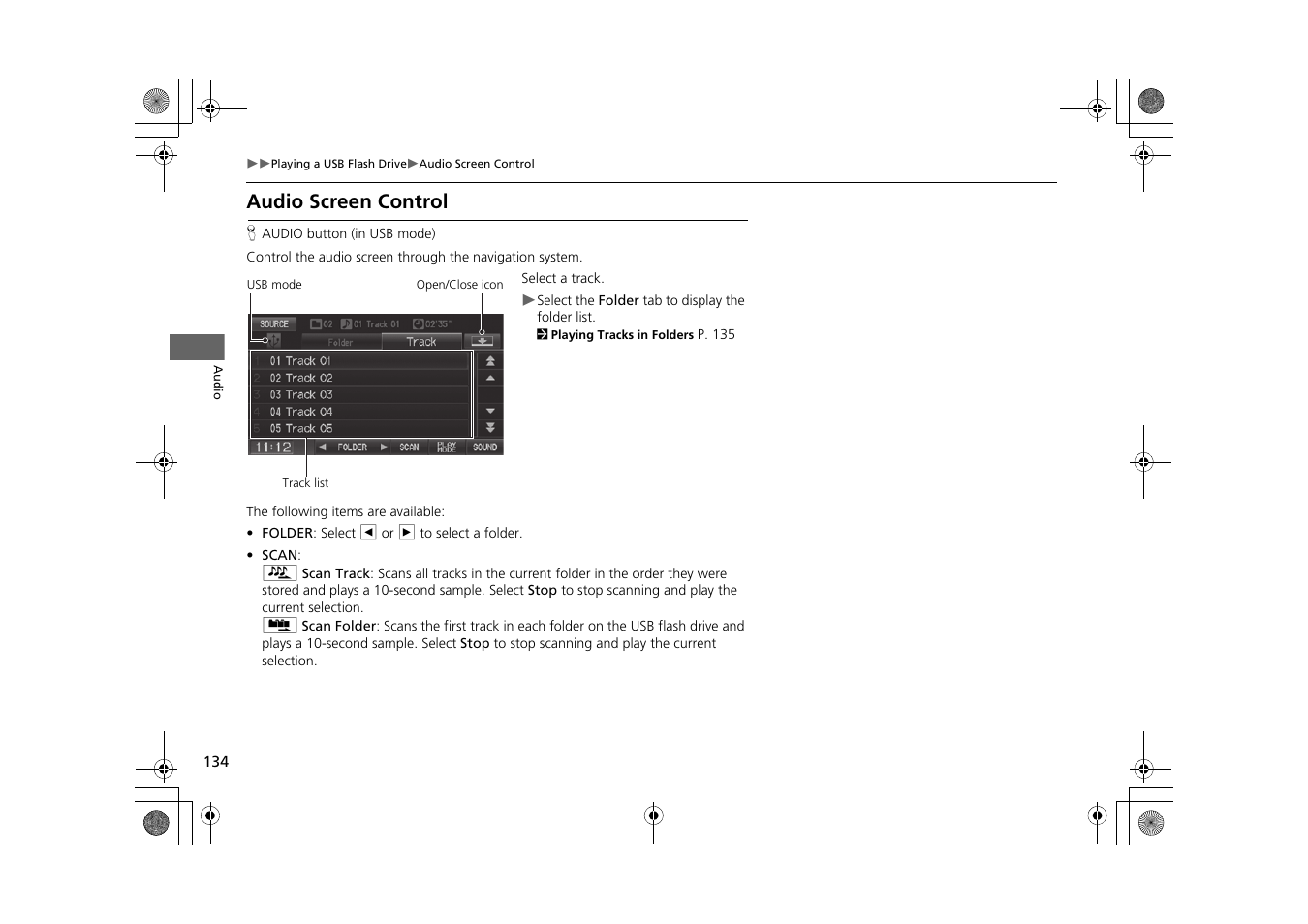 Audio screen control | HONDA 2015 CR-Z - Navigation Manual User Manual | Page 135 / 208