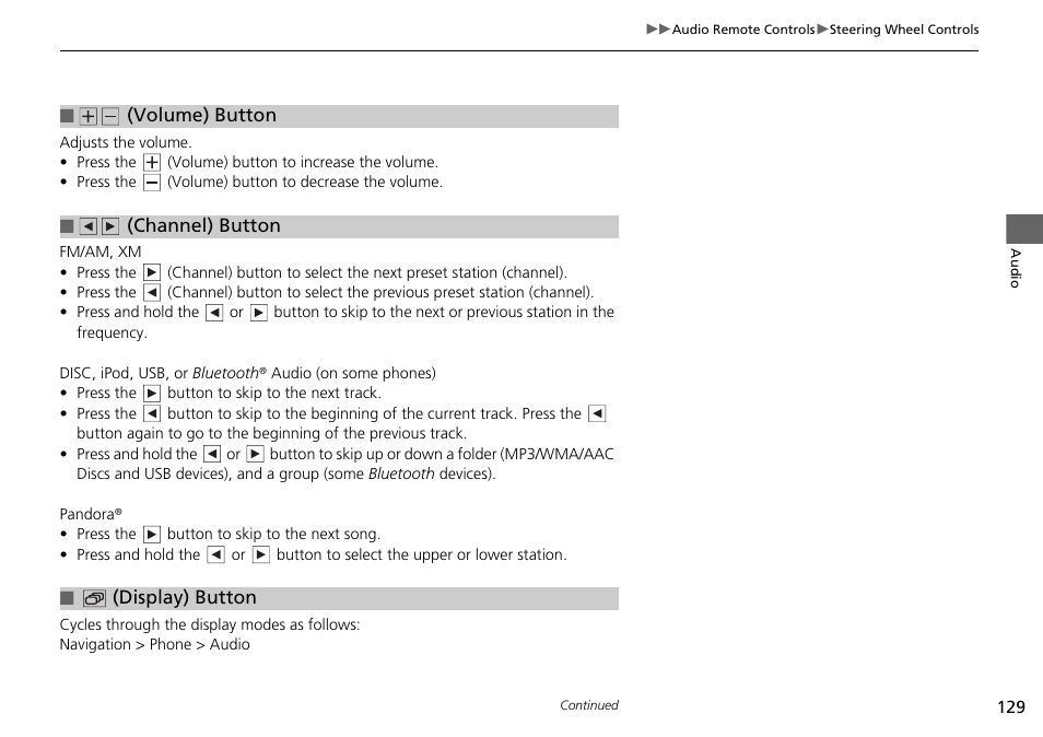 P129) | HONDA 2015 Fit - Navigation Manual User Manual | Page 130 / 253