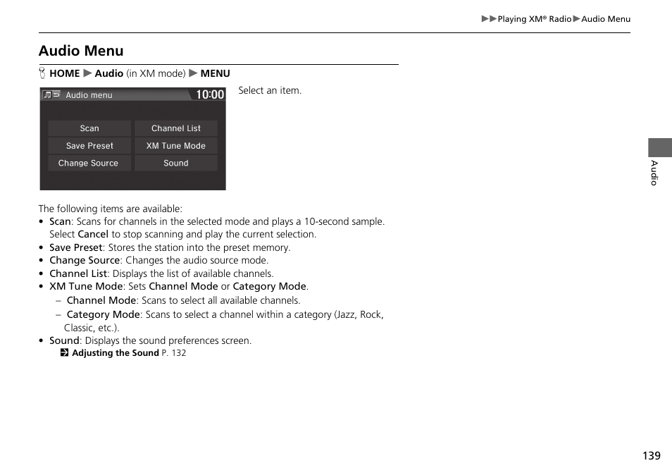 Audio menu | HONDA 2015 Fit - Navigation Manual User Manual | Page 140 / 253