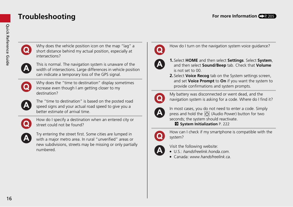 Troubleshooting | HONDA 2015 Fit - Navigation Manual User Manual | Page 17 / 253