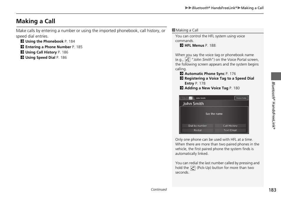 Making a call | HONDA 2015 Fit - Navigation Manual User Manual | Page 184 / 253