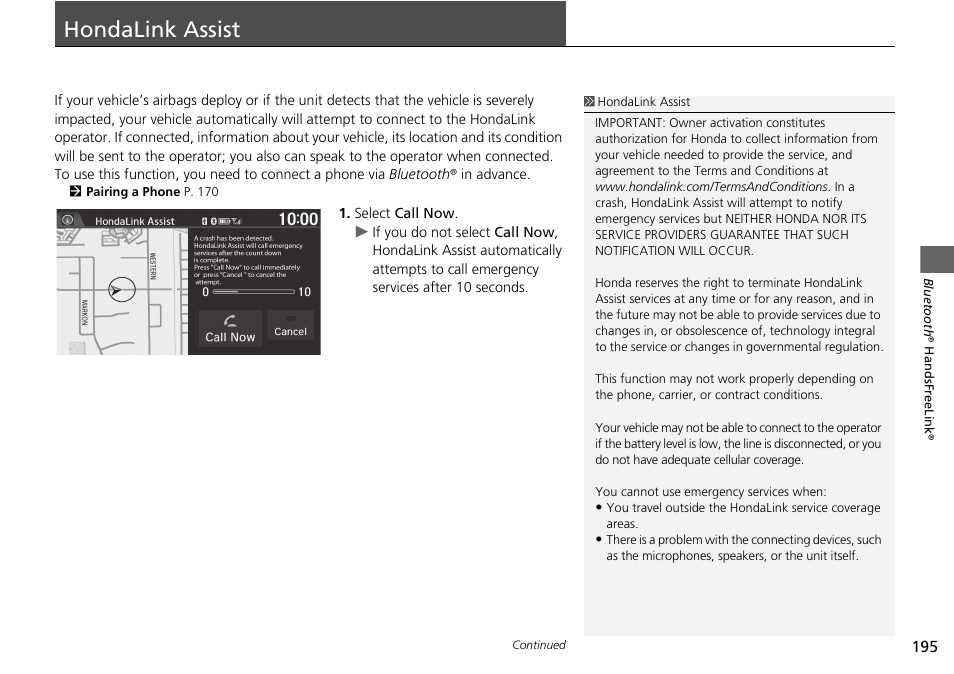 Hondalink assist 195, Hondalink assist, You to turn on hondalink assist | Hondalink assist p. 195 | HONDA 2015 Fit - Navigation Manual User Manual | Page 196 / 253