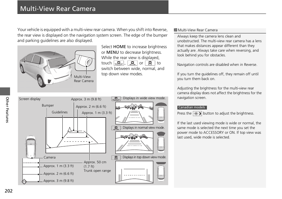 Multi-view rear camera 202, Multi-view rear camera, P202) | HONDA 2015 Fit - Navigation Manual User Manual | Page 203 / 253