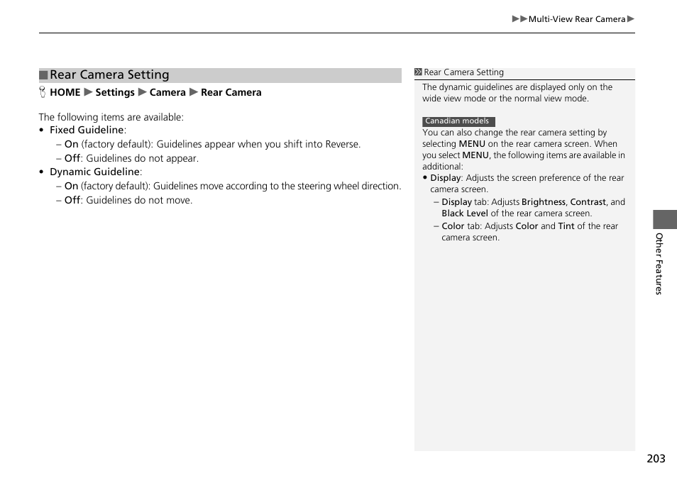 Rear camera setting | HONDA 2015 Fit - Navigation Manual User Manual | Page 204 / 253