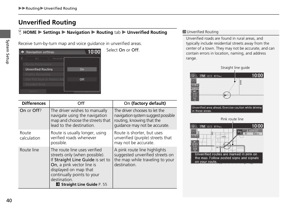 Unverified routing | HONDA 2015 Fit - Navigation Manual User Manual | Page 41 / 253