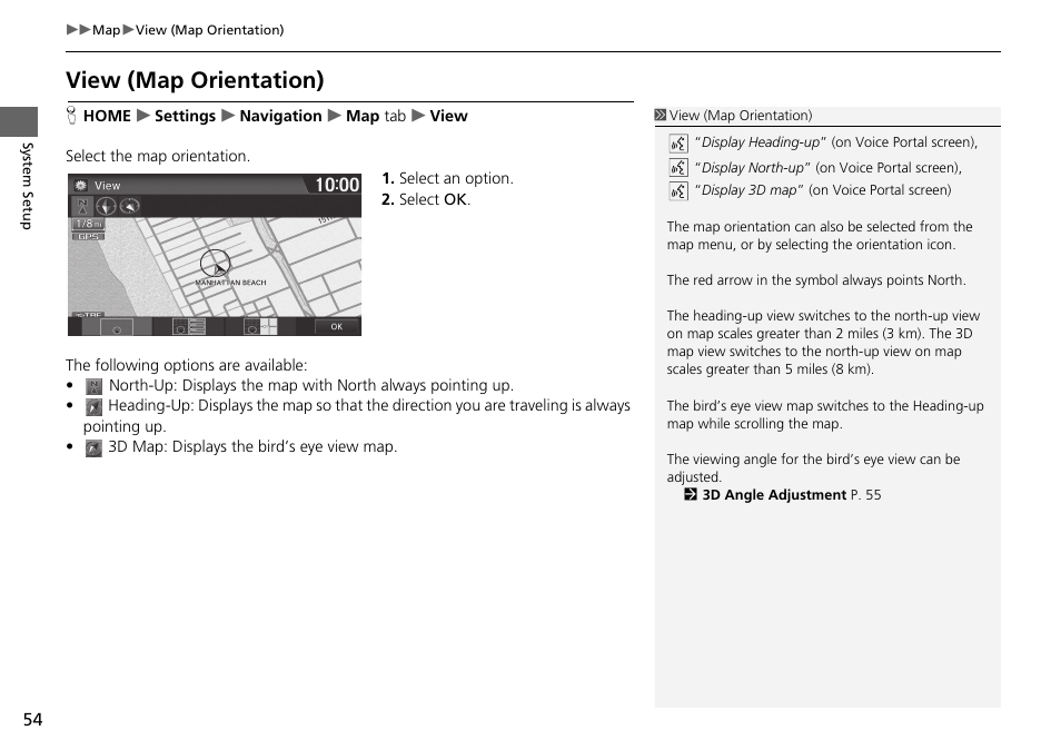 View (map orientation) | HONDA 2015 Fit - Navigation Manual User Manual | Page 55 / 253