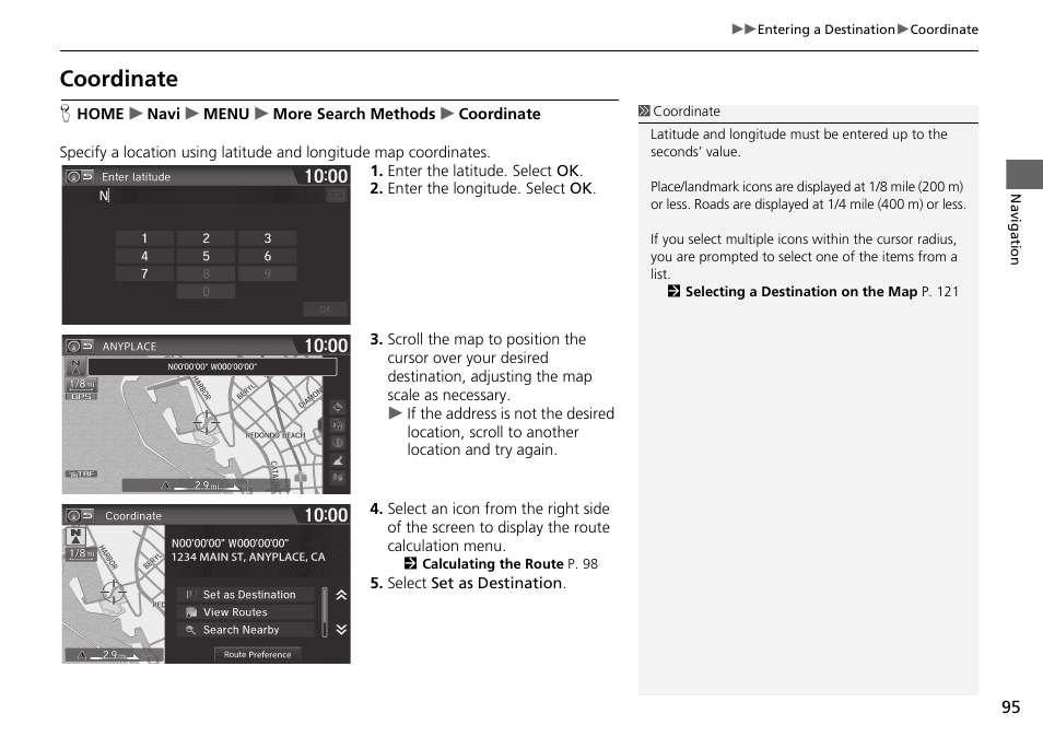 Coordinate | HONDA 2015 Fit - Navigation Manual User Manual | Page 96 / 253