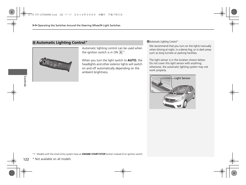 HONDA 2015 Fit - Owner's Manual User Manual | Page 123 / 453