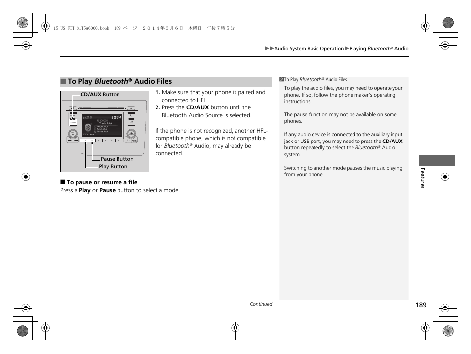 HONDA 2015 Fit - Owner's Manual User Manual | Page 190 / 453