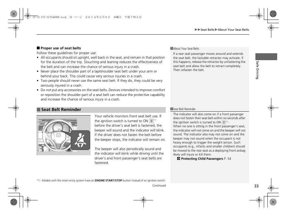 HONDA 2015 Fit - Owner's Manual User Manual | Page 34 / 453