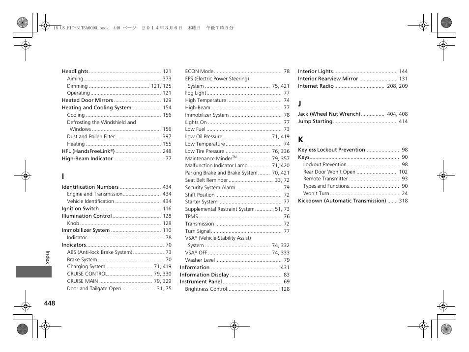 HONDA 2015 Fit - Owner's Manual User Manual | Page 449 / 453