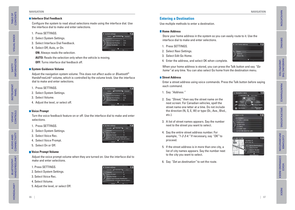 Entering a destination | HONDA 2015 Odyssey - Owner's Guide (Revised 09/24/2014) User Manual | Page 47 / 80