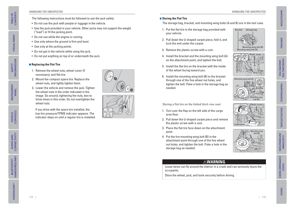 Warning | HONDA 2015 Odyssey - Owner's Guide (Revised 09/24/2014) User Manual | Page 60 / 80