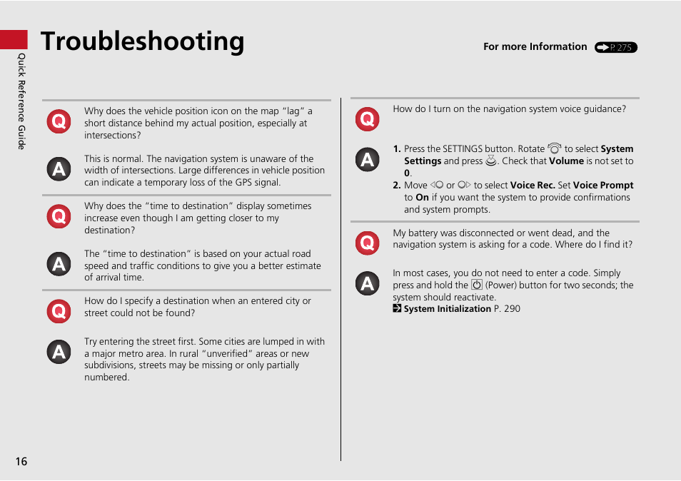 Troubleshooting | HONDA 2015 Odyssey - Navigation Manual User Manual | Page 17 / 325