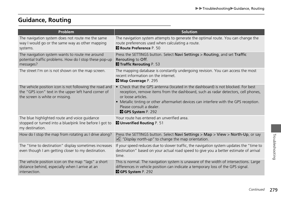 Guidance, routing | HONDA 2015 Odyssey - Navigation Manual User Manual | Page 280 / 325