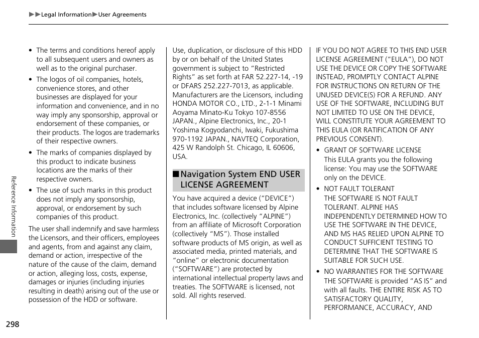 HONDA 2015 Odyssey - Navigation Manual User Manual | Page 299 / 325