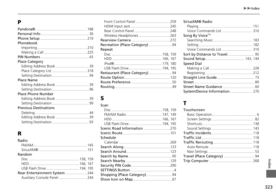 HONDA 2015 Odyssey - Navigation Manual User Manual | Page 324 / 325