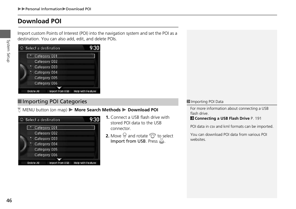 Download poi | HONDA 2015 Odyssey - Navigation Manual User Manual | Page 47 / 325