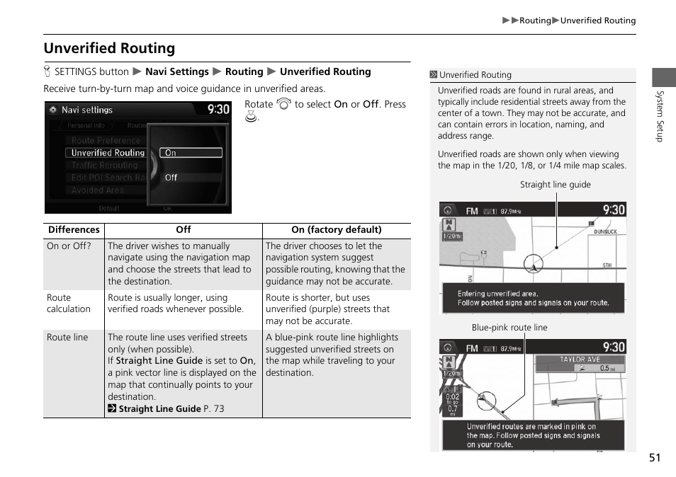 Unverified routing, P. 51 | HONDA 2015 Odyssey - Navigation Manual User Manual | Page 52 / 325