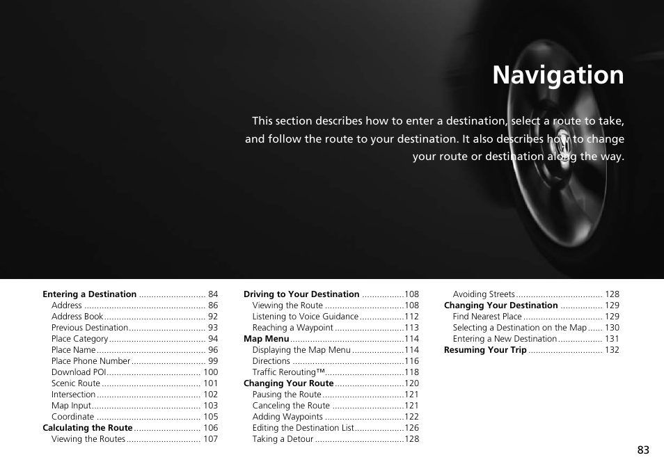 Navigation, 2 navigation p. 83, P.83 | HONDA 2015 Odyssey - Navigation Manual User Manual | Page 84 / 325