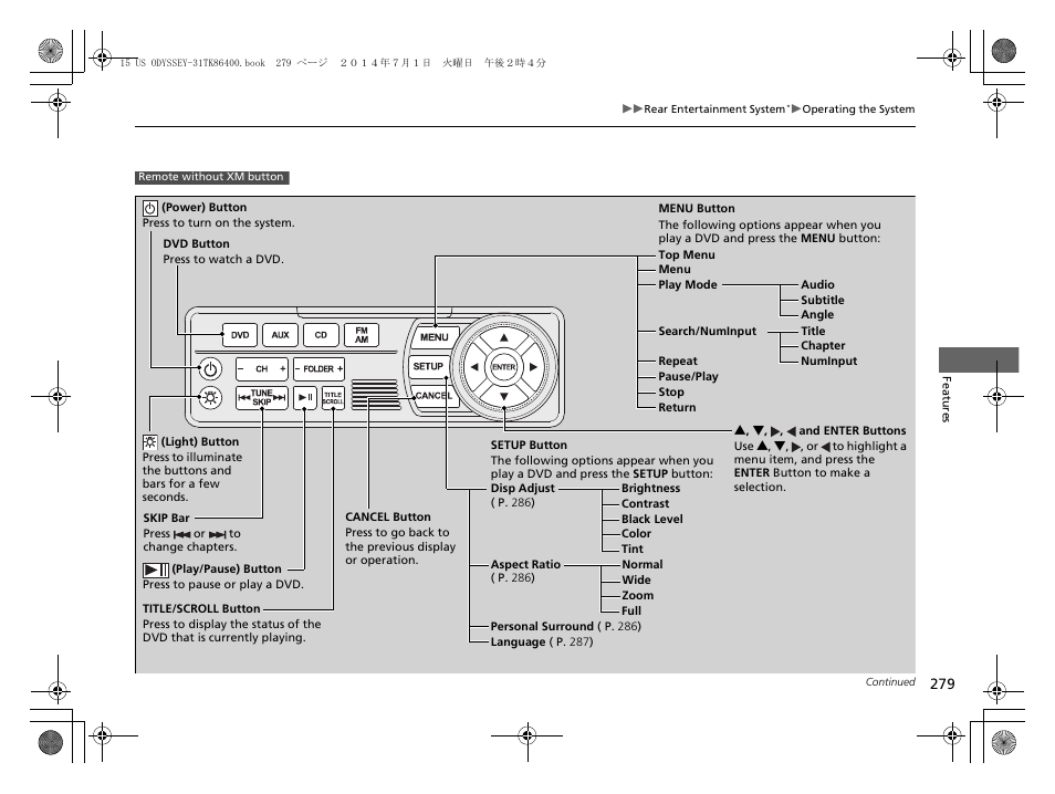 HONDA 2015 Odyssey - Owner's Manual User Manual | Page 280 / 565