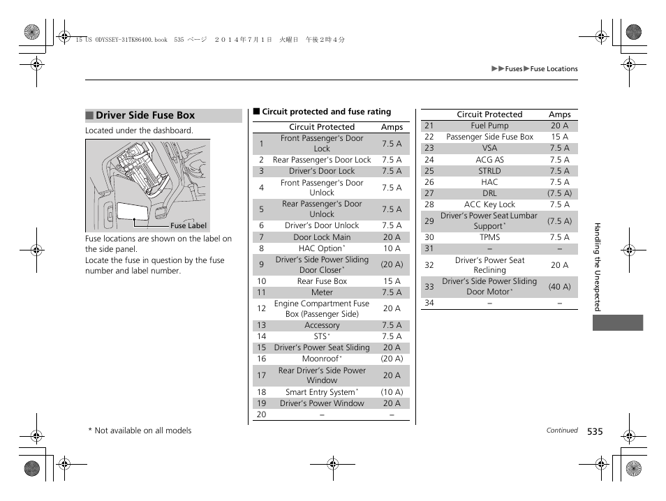 P535) | HONDA 2015 Odyssey - Owner's Manual User Manual | Page 536 / 565