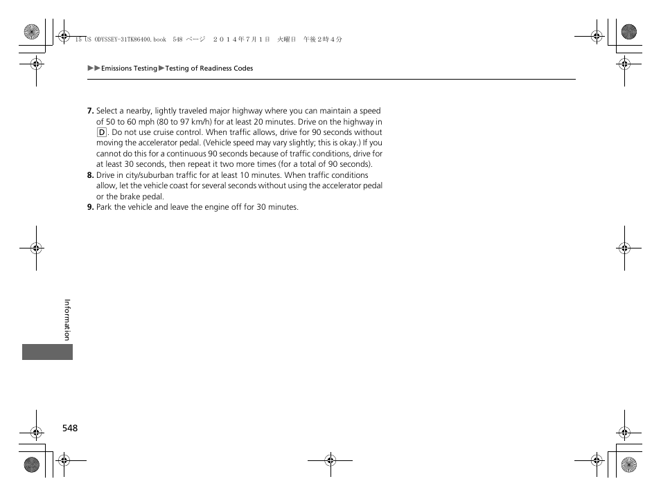 HONDA 2015 Odyssey - Owner's Manual User Manual | Page 549 / 565