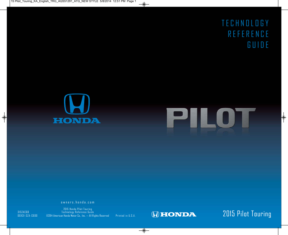 HONDA 2015 Pilot (Touring) - Technology Reference Guide User Manual | 17 pages