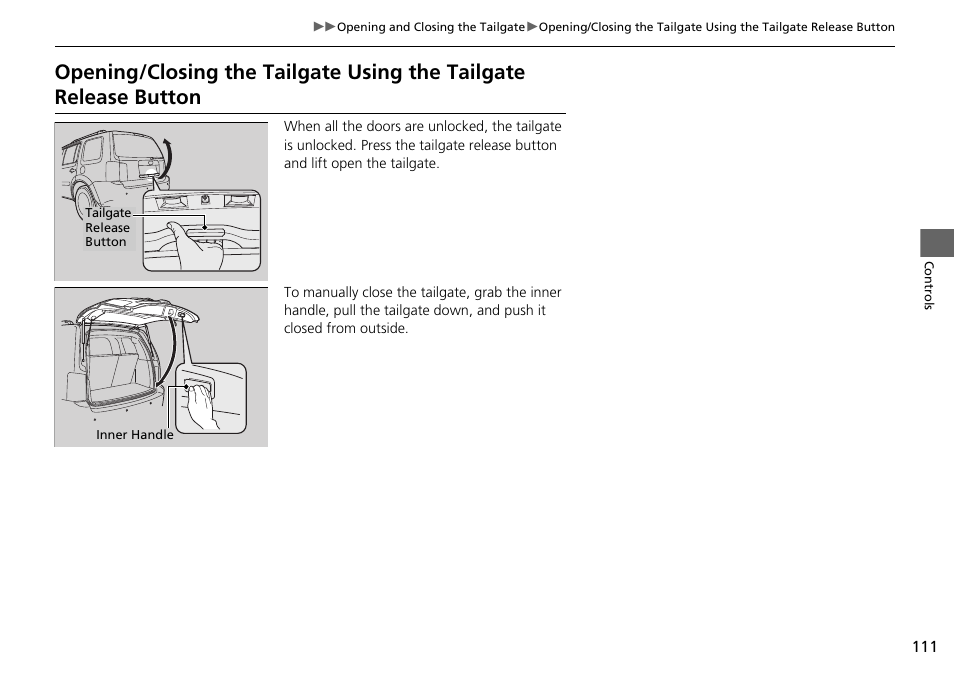 P111 | HONDA 2015 Pilot - Owner's Manual User Manual | Page 112 / 488