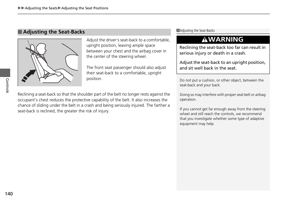 Warning | HONDA 2015 Pilot - Owner's Manual User Manual | Page 141 / 488