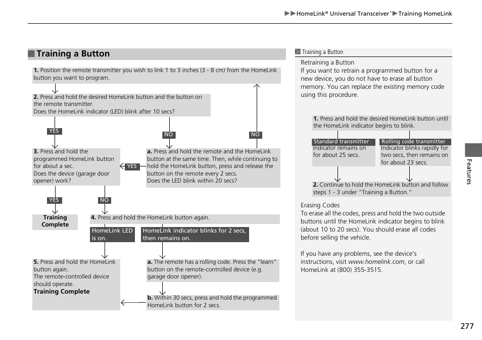 Training a button | HONDA 2015 Pilot - Owner's Manual User Manual | Page 278 / 488