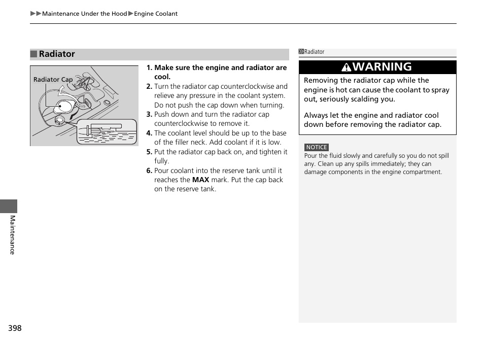 Warning | HONDA 2015 Pilot - Owner's Manual User Manual | Page 399 / 488