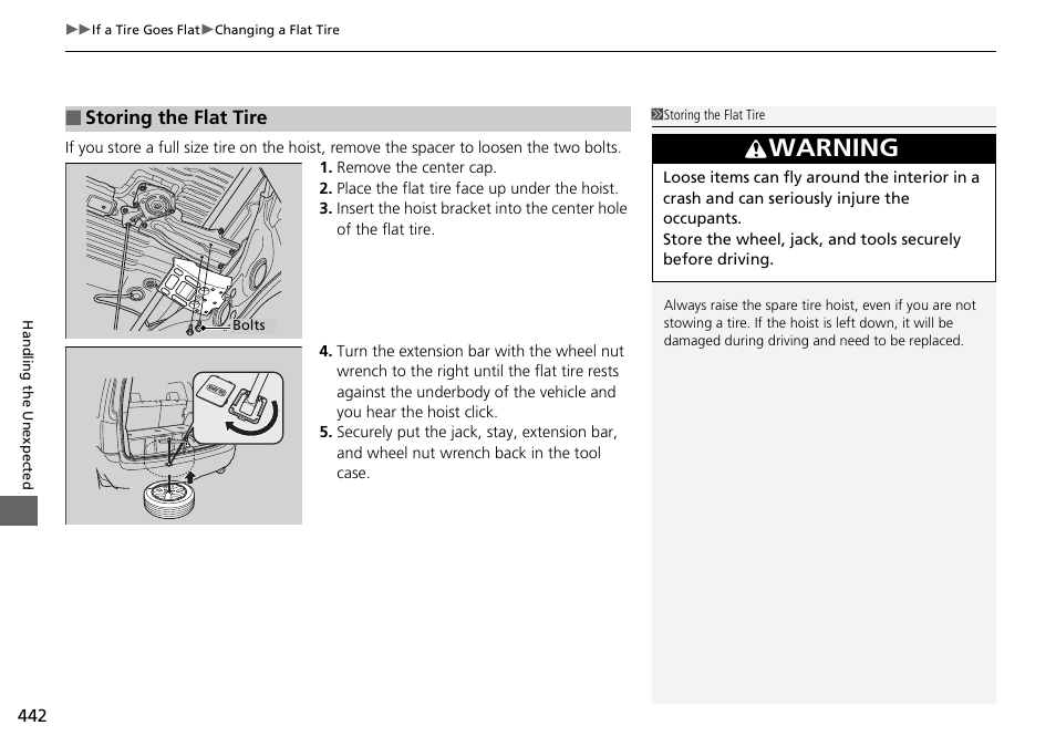 Warning | HONDA 2015 Pilot - Owner's Manual User Manual | Page 443 / 488