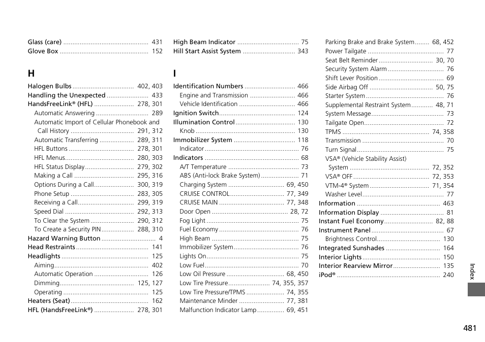 HONDA 2015 Pilot - Owner's Manual User Manual | Page 482 / 488