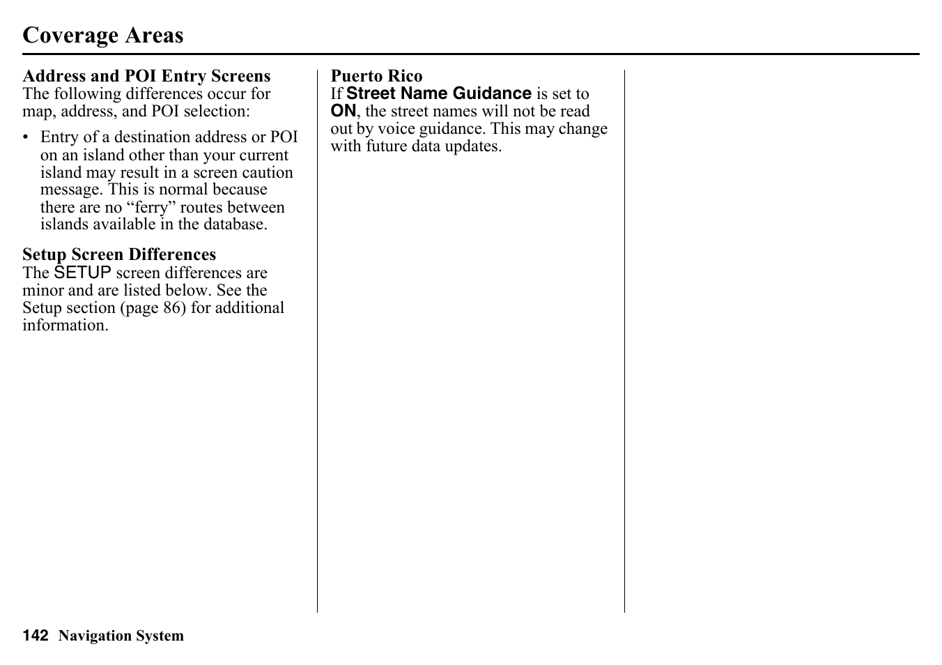 Coverage areas | HONDA 2015 Pilot - Navigation Manual User Manual | Page 142 / 175