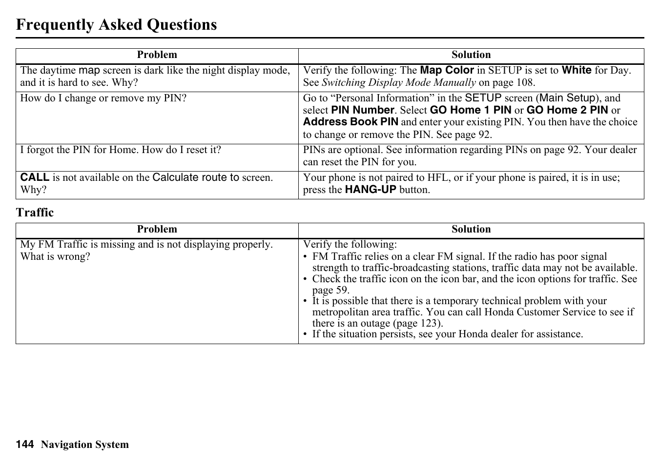 Frequently asked questions | HONDA 2015 Pilot - Navigation Manual User Manual | Page 144 / 175