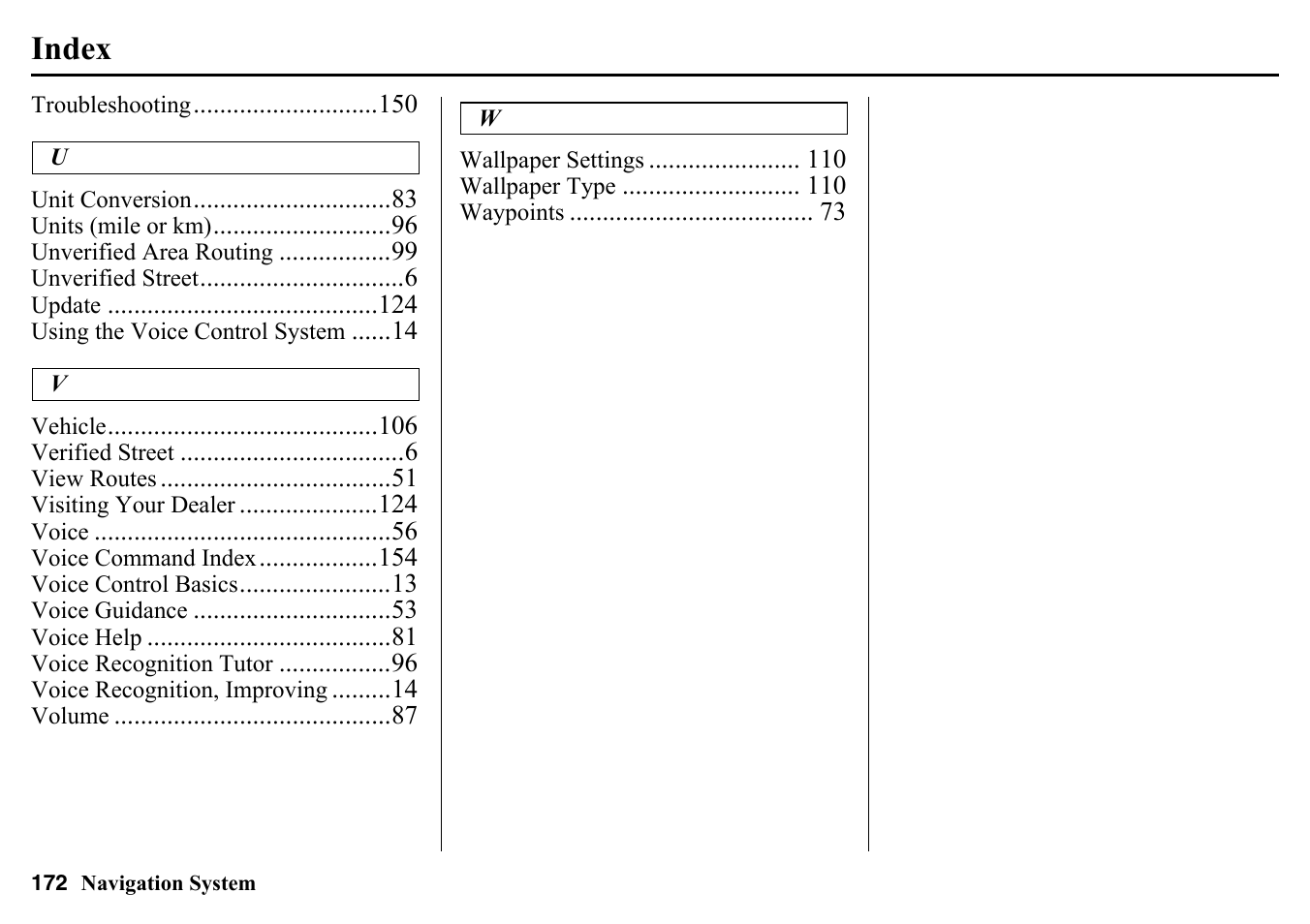 Index | HONDA 2015 Pilot - Navigation Manual User Manual | Page 172 / 175